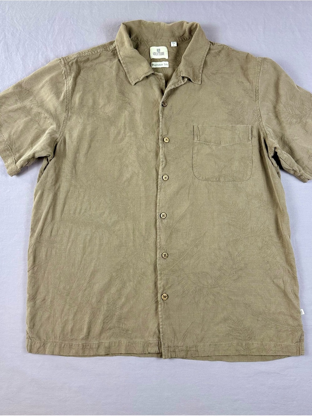 Solitude Men’s Silk Short Sleeve Button-Up Shirt